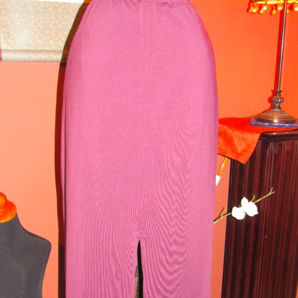 🌷 Romantic Vintage Plum Maxi Skirt Sexy Front Slit - M